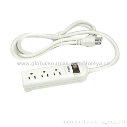 Power Strip of American Standard, 3 Socket Outlets, PC + ABS Plastic, Extension CordNew